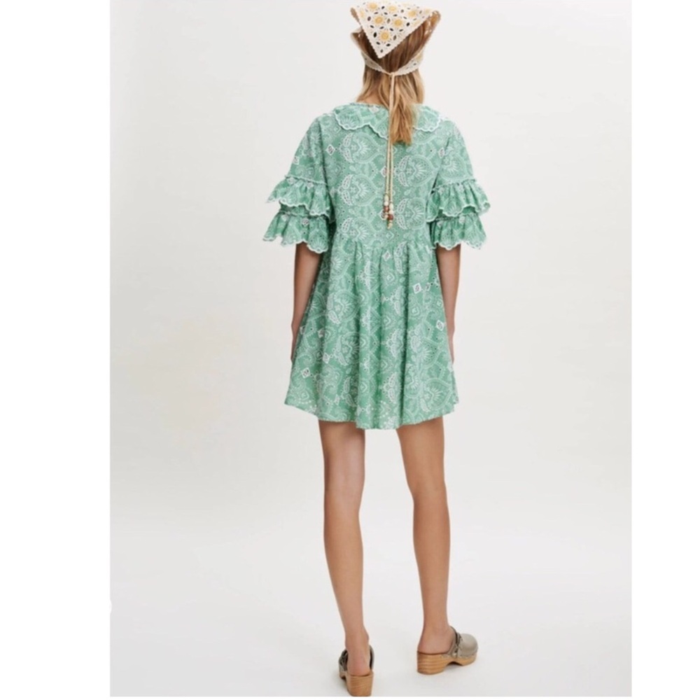Maje Raberie Embroidered Eyelet Cotton Dress hold C - Picture 8 of 16